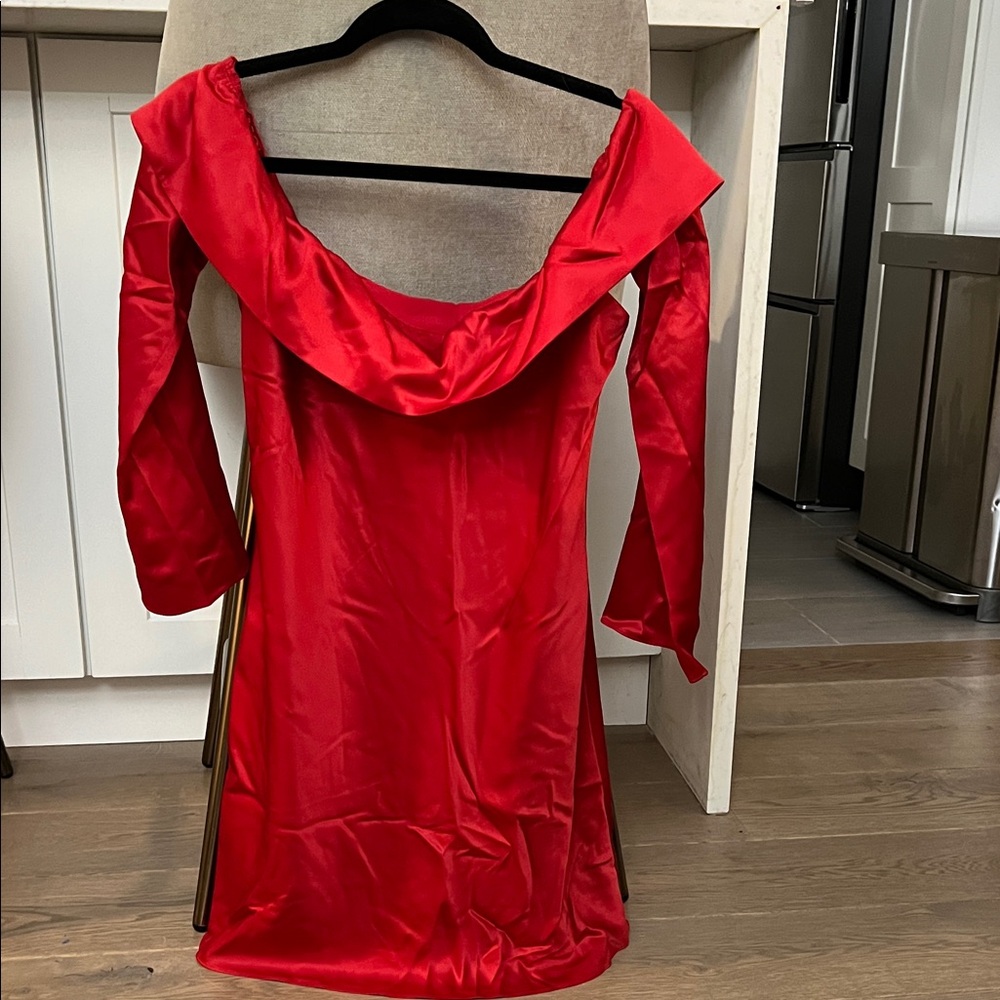 Reformation Vibrant Red Long Sleeve Dress